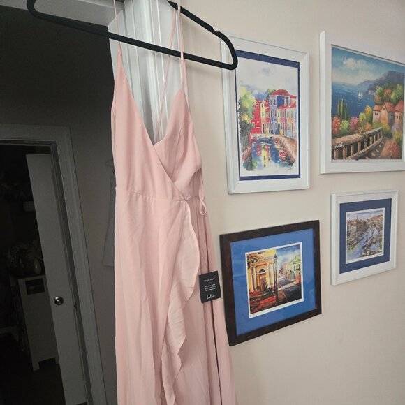 Lulus In Love Forever Nude Lace-up High-low Maxi Dress Pink - Size M - Picture 2 of 3